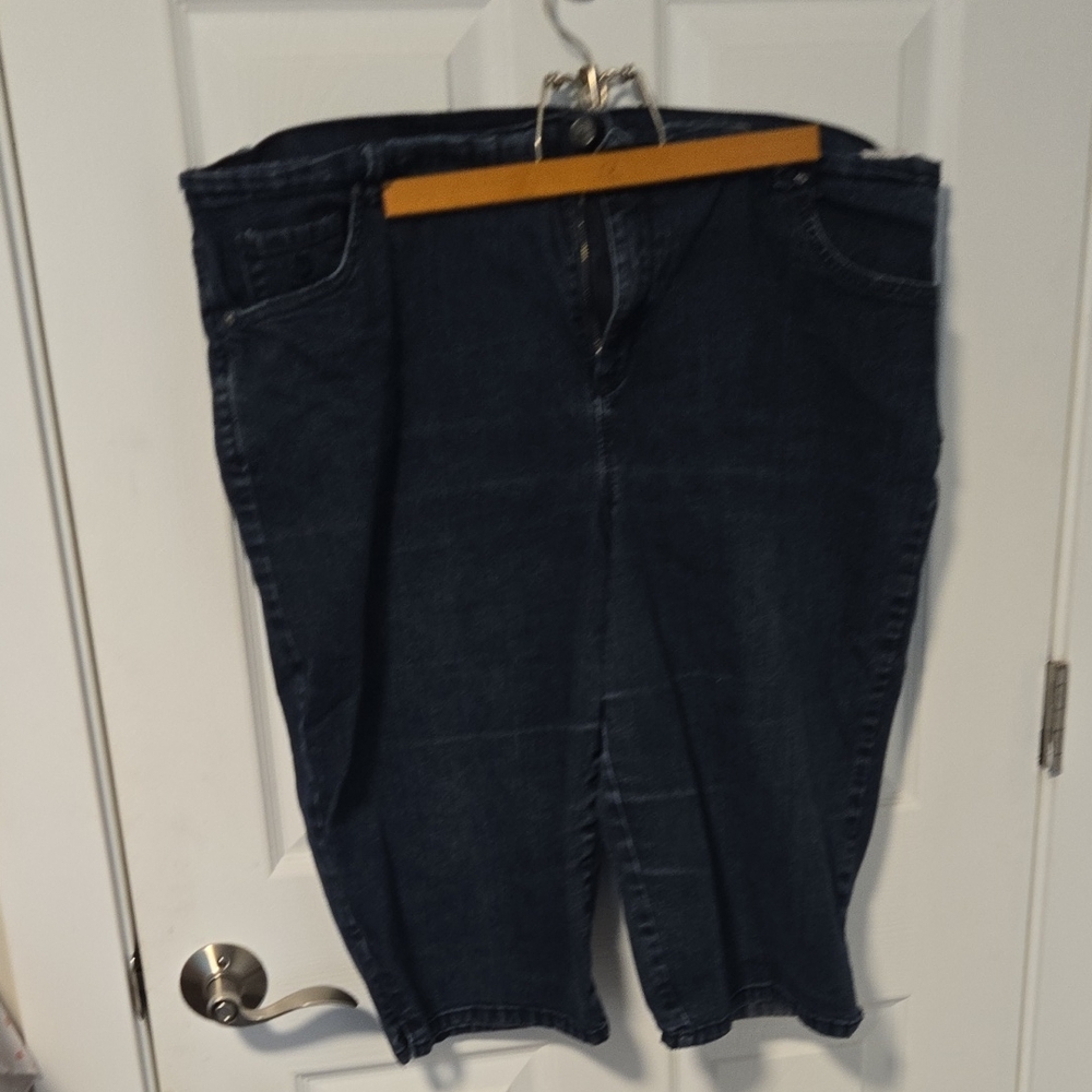 Women's Dark Blue Jean Skimmers With Sparkles On Back Pockets